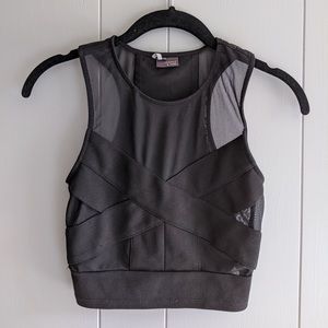 Black Mesh Crop Top